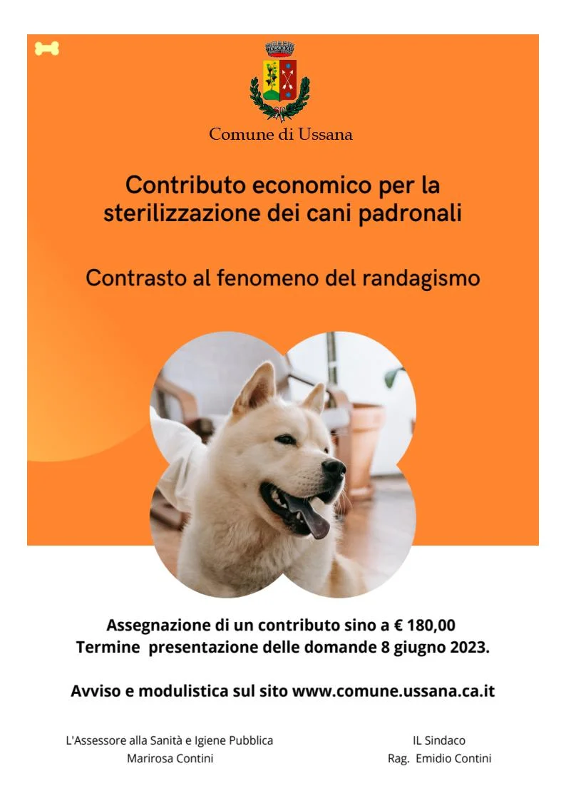 Avviso pubblico contributo economico per la sterilizzazione dei cani padronali