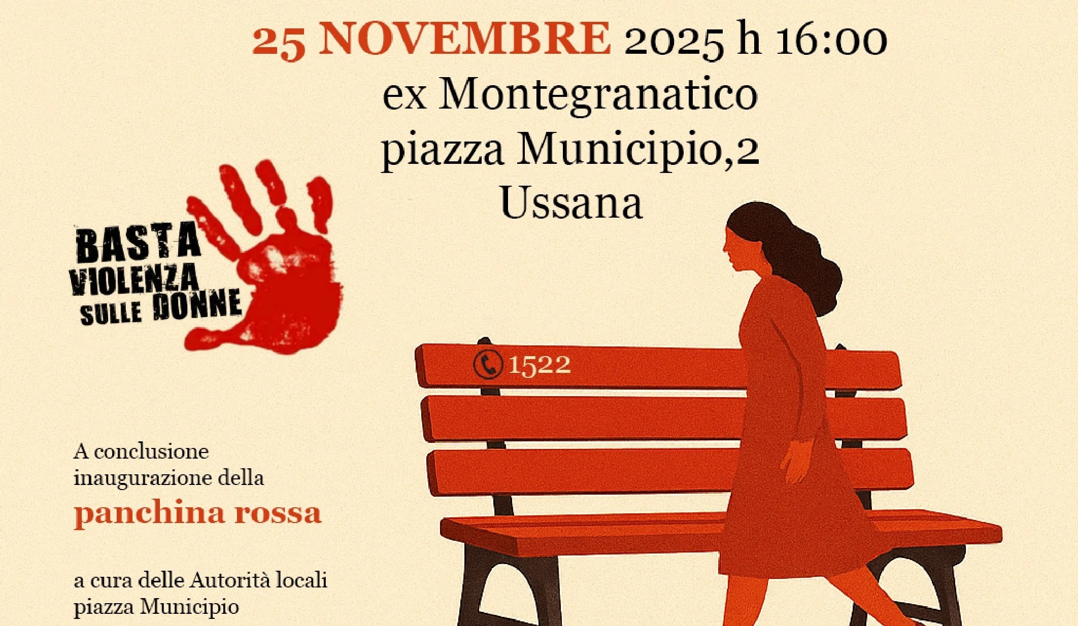 Giornata mondiale contro la violenza sulle donne - Inaugurazione di una panchina rossa